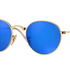 Ray-Ban Gold Frame/Blue Lenses Round Metal Folding Sunglasses (RB3532 001/68 47mm) - Ships Same/Next Day!