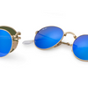 Ray-Ban Gold Frame/Blue Lenses Round Metal Folding Sunglasses (RB3532 001/68 47mm) - Ships Same/Next Day!