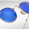 Ray-Ban Gold Frame/Blue Lenses Round Metal Folding Sunglasses (RB3532 001/68 47mm) - Ships Same/Next Day!