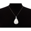 Sterling Silver Quartz Teardrop Necklace With Rose Accents, 18 Inches - Ships Same/Next Day!