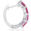 4 1/2ct Emerald Cut Ruby Hoop Earrings In Sterling Silver - Ships Same/Next Day!