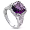 5ct Cushion Cut Halo Style Amethyst Ring Crafted In Solid Sterling Silver - Ships Same/Next Day!