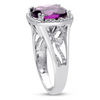 5ct Cushion Cut Halo Style Amethyst Ring Crafted In Solid Sterling Silver - Ships Same/Next Day!