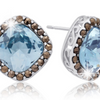 4ct Crystal Aquamarine and Marcasite Earrings - Ships Same/Next Day!