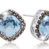 4ct Crystal Aquamarine and Marcasite Earrings - Ships Same/Next Day!