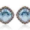 4ct Crystal Aquamarine and Marcasite Earrings - Ships Same/Next Day!