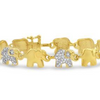 Diamond Accent Elephant Bracelet In Yellow Gold Overlay, 7 Inches - Ships Same/Next Day!