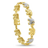 Diamond Accent Elephant Bracelet In Yellow Gold Overlay, 7 Inches - Ships Same/Next Day!