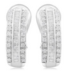 1 Carat Baguette and Round Diamond Hoop Earrings In Sterling Silver - Ships Same/Next Day!