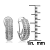 1 Carat Baguette and Round Diamond Hoop Earrings In Sterling Silver - Ships Same/Next Day!