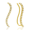1/3 Carat Diamond Swirl Ear Climbers In Yellow Gold Over Sterling Silver - Ships Same/Next Day!