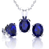 1 3/4 Carat Oval Shape Sapphire Necklace and Earring Set In Sterling Silver - Ships Same/Next Day!
