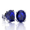 1 3/4 Carat Oval Shape Sapphire Necklace and Earring Set In Sterling Silver - Ships Same/Next Day!
