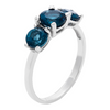 3 Stone London Blue Topaz Rhodium Plated Ring (Size 5)