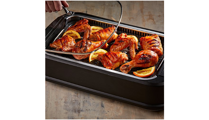 Power Smokeless Grill Tempered Glass Lid ,Turbo Speed Smoke Extractor  Technology
