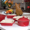 Price Drop: Cuisine & Co 7 Piece Red Artisan Ceramic Stoneware Bundle (2 Casserole, Rectangular, Square, Loaf) - Ships Next Day!
