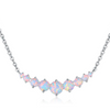 Graduated White Fire Opal Necklace in 18K White Gold Plating