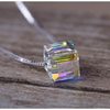 Aurora Borealis Crystal Cube Necklace Made with Swarovski Crystal