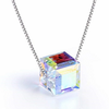 Aurora Borealis Crystal Cube Necklace Made with Swarovski Crystal