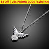 Guardian Angel Necklace In 14K White Gold Selloff