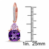 Amethyst and Tanzanite Duo Stone Dangling Leverback Earrings