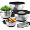 Wolfgang Puck 12 Piece Bistro Elite Stainless Steel Mixing Bowl and Prep Set, Includes Multi-Function Cover with Grating and Slicing Inserts