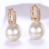 Freshwater Pearl Swarovski Elements Pav'e Earrings in 14K Gold Plating
