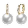 Freshwater Pearl Swarovski Elements Pav'e Earrings in 14K Gold Plating
