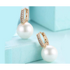 Freshwater Pearl Swarovski Elements Pav'e Earrings in 14K Gold Plating