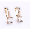 14K Gold Plating White Swarovski Elements Sleek Lever back Earrings