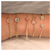 5 Piece Pav'e Loveknot Bracelet Gold Set
