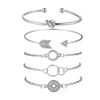 5 Piece Pav'e Loveknot Bracelet Silver Set