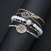Arcoris White Marble Filigree Pendant & Love 5 Piece Bracelet Set