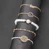 Arcoris White Marble Filigree Pendant & Love 5 Piece Bracelet Set