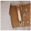 White Crystal Celestial 4 PC Bangle Set in 14K Gold