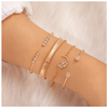 White Crystal Celestial 4 PC Bangle Set in 14K Gold