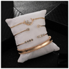 White Crystal Celestial 4 PC Bangle Set in 14K Gold