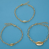 Turquoise Sea-Shell 3 Piece Bracelet Set in 14K Gold