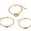Turquoise Sea-Shell 3 Piece Bracelet Set in 14K Gold