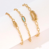 Turquoise Sea-Shell 3 Piece Bracelet Set in 14K Gold