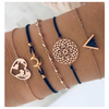 Black Marble Pyramid Celestial Circular 5 Piece Bracelet Set