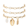 Chunky Sea Shell Pendants 3 Piece Bracelet in 14K Gold Plating