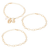 Chunky Sea Shell Pendants 3 Piece Bracelet in 14K Gold Plating