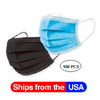 Disposable Mask Blowout! 100 Pack of Black or Blue 3Ply Masks - Ships Quick!