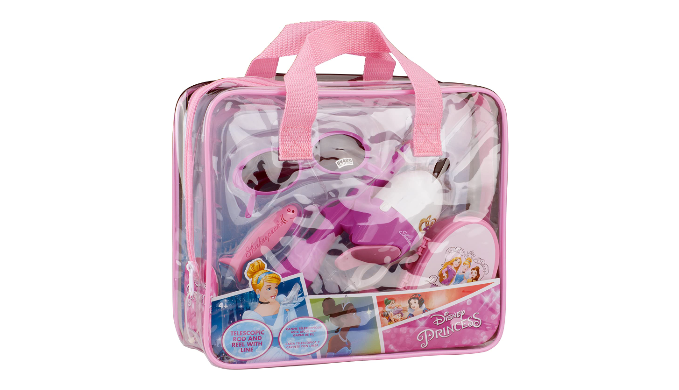 Shakespeare Disney Princess Youth Fishing Kit Purse Carry Bag - Includes  Telescoping Rod, Reel w/ Line, Sunglasses, Casting Plug & Tackle Box -  Ships