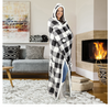 Wearable Hooded Throw Blanket Buffalo Plaid, 52" x 72" (2 Color Options) - Ships Quick!