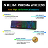 KLIM Chroma Rechargeable Wireless Gaming Keyboard + Quiet, Waterproof, Silent Backlit Keys (2021 Version - Like New/Open Box) - Ships Quick!