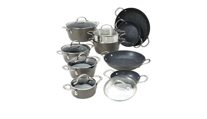 Curtis Stone Dura-Pan Nonstick 16-piece Nesting Cookware Set-Used 