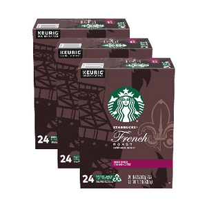 (50¢ Each!) 144-Count: Starbucks French Roast Coffee K-Cup Pods, Dark Roast, 6 Boxes of 24 (Recently Past Best By Date) - Ships quick!