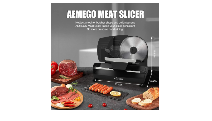 Aemego Food Slicer with Removable Stainless Steel Blade, Adjustable  Thickness Black